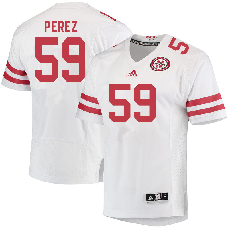 Men #59 Brian Perez Nebraska Cornhuskers College Football Jerseys Sale-White - Click Image to Close